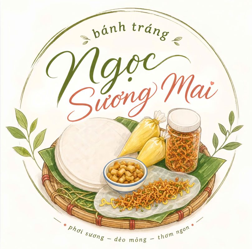 Logo Thương hiệu Ngọc Sương Mai - Bánh tráng từ thiện