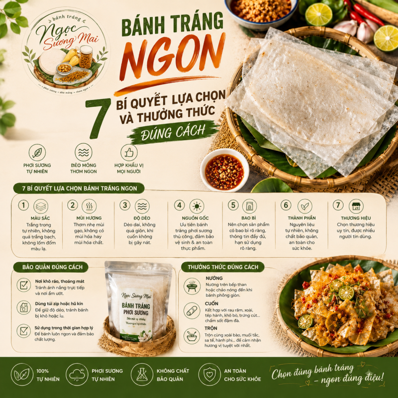 Bánh Tráng Ngon – 7 Bí Quyết Lựa Chọn Và Thưởng Thức Đúng Cách 2 Bánh Tráng Ngon 7 bí quyết bảo quản bánh tráng phơi sương