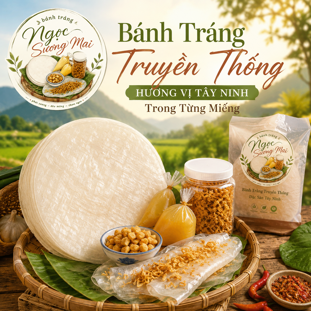 Bánh Tráng Truyền Thống: Hương Vị Tây Ninh Trong Từng Miếng 3 Bánh tráng truyền thống Ngọc Sương Mai