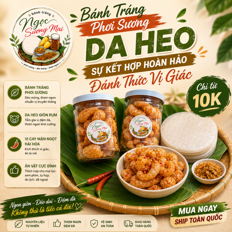 Bánh Tráng Phơi Sương Da Heo: Sự Kết Hợp Hoàn Hảo Đánh Thức Vị Giác 2 bánh tráng phơi sương da heo