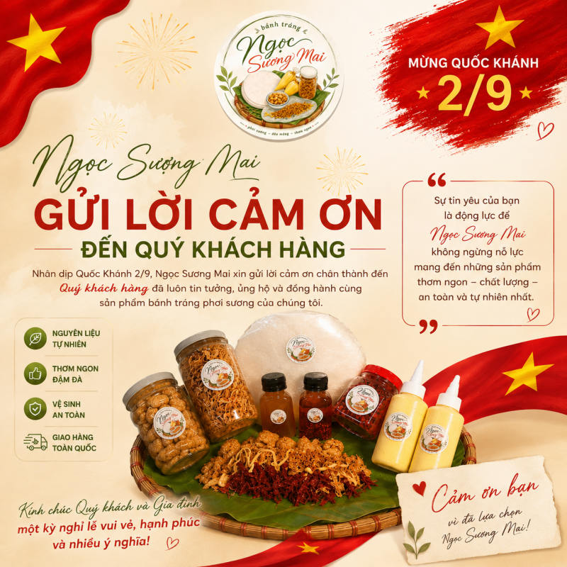 Quốc Khánh Mùng 2/9: Ngọc Sương Mai Chúc Mừng Việt Nam 3 Lời chúc đến khách hàng vào ngày Quốc khánh mùng 2/9